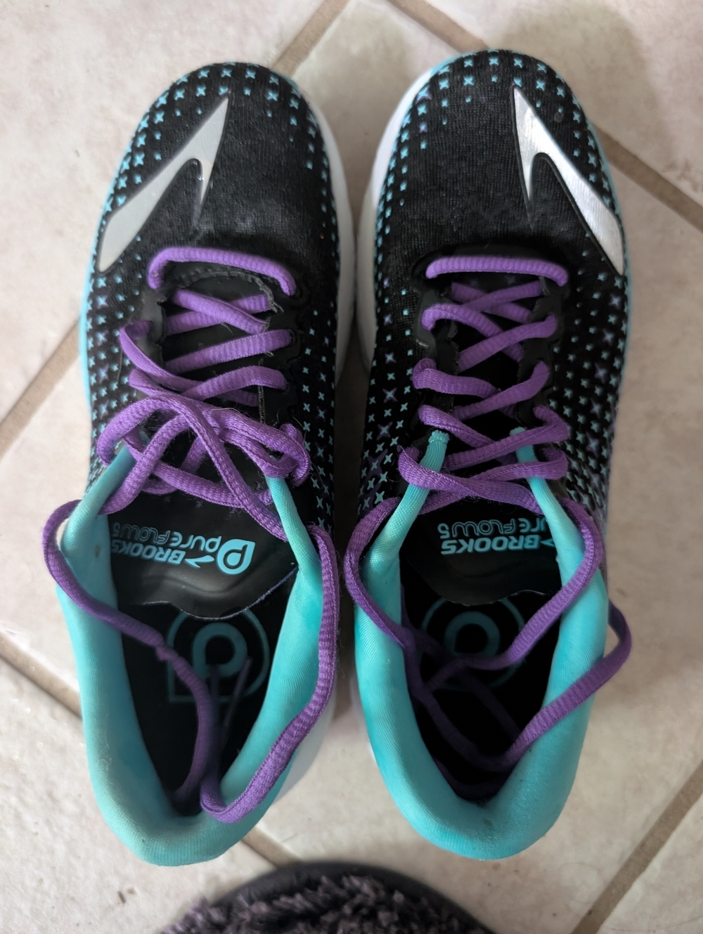 Brooks PureFlow5, Brooks Women's Black, Teal & Purple Running Shoes